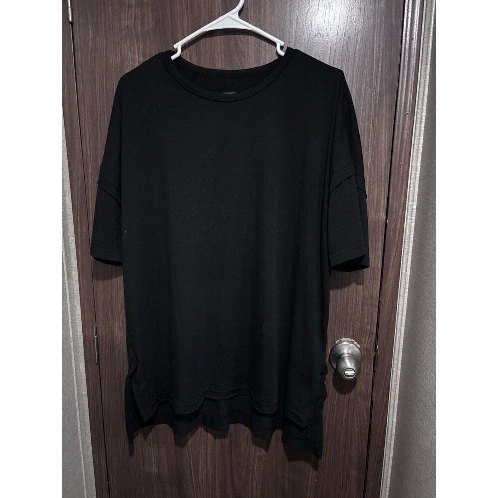 Unbranded Women’s Size M Black High Low Short Sleeve Tunic Top